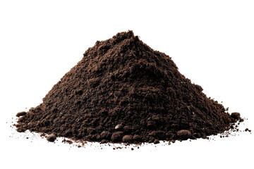 Rich brown topsoil earthy gardening landscape soil pile planting texture black background ground