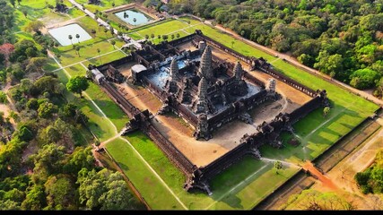Aerial View of Angkor Wat – Majestic Temple Complex in Siem Reap, Cambodia