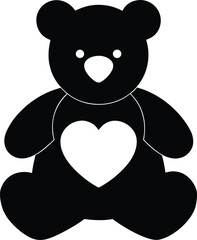 Teddy Bear with Heart Silhouette Icon
