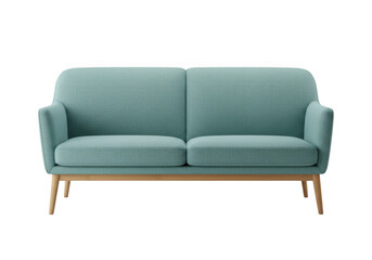 Modern teal loveseat sofa isolated on transparent background