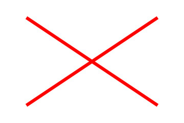 Bold red X cross symbol for cancel or error warning alerts on white or transparent background