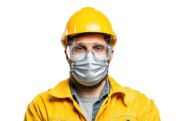 Fototapeta premium Foreman Wearing Mask And Goggles at Construction Site