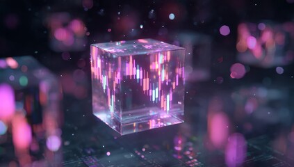 Floating data cube in vibrant colors