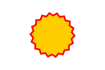 Starburst badge shape in yellow with red outline for sale and promotion design