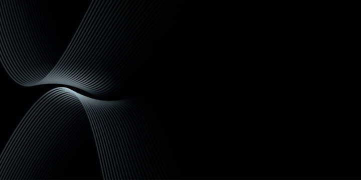 Dark background with flowing, dynamic black wavy lines. Vector illustration for banners, covers, presentations, award cards, certificates. Vector Vol. 5