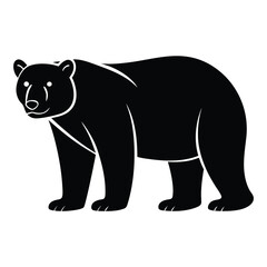 Obraz premium Black polar bear silhouette standing on white background animal wildlife