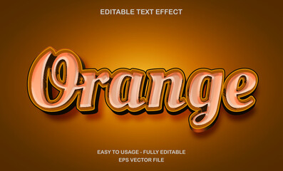 Editable text effect template, 3d bold orange shiny glow colorful text style