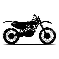 Fototapeta premium A silhouette of a dirt bike with knobby tires and a visible engine detail on a white background