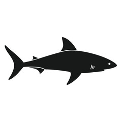 Obraz premium Black shark silhouette icon isolated on white background vector
