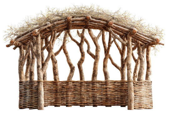 Rustic Sanctuary of Woven Wood and Natural Branches Nature s Embrace Shelter Artistic Design