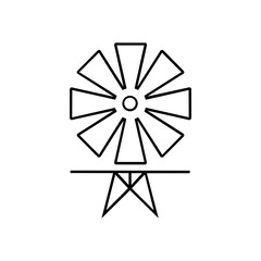 A clean, minimalist graphic of a ceiling fan, perfect for use in home decor or architecture projects.