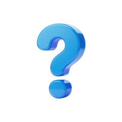 A blue question mark to represent uncertainty isolated on transparent background