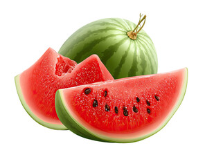 Fresh watermelon, whole and sliced, vibrant colors