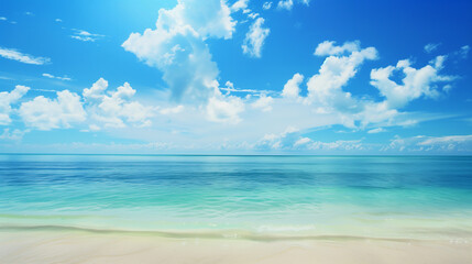 Blue sky over calm sea. Blue sea and sunny sky on horizon over calm water