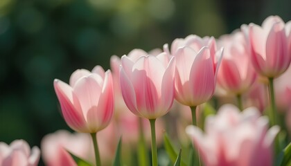 Naklejka premium Pastel tulips gently swaying in the breeze
