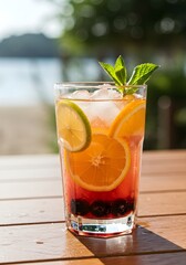 cocktail with lemon and ice
