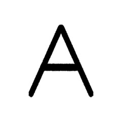 Bold hand-drawn capital letter A in black ink, minimalist uppercase typography on white background