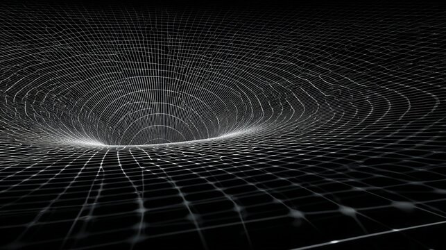 Abstract geometric grid pattern creating a gravitational well effect