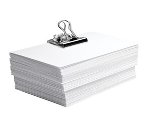 Stack of blank white paper sheets, held together by a metal paperclip