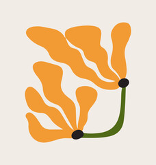 Abstract hand drawn aesthetic yellow flowers illustration. Botanical concept icons, perfect for postcards, wall art, banner, background etc. Cute doodle daisies.