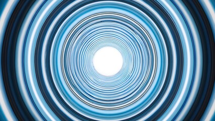 Abstract blue and white concentric circles receding into light image