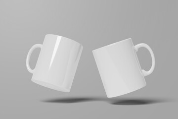 Two floating mug mockups