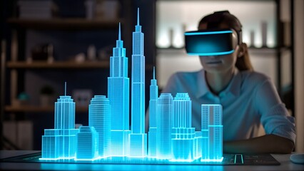 Architect designs future city with VR headset and holographic building models