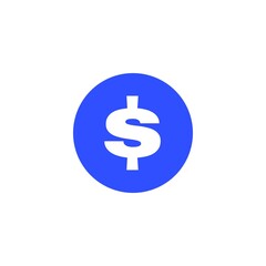 Dollar symbol isolated in blue circle 
