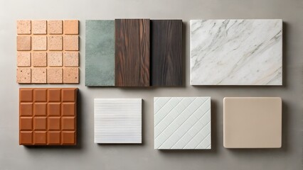 Discover luxurious materials: stone, wood, marble, and tile samples