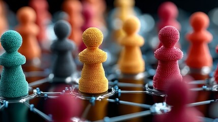 Vibrant Network Connectivity Background with Diverse Business People Forming Colorful Connections