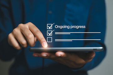 Digital checklist on a tablet showing ongoing progress