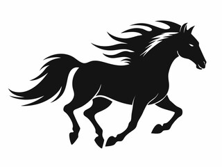 Obraz premium Running Horse Silhouette Vector Icon, Powerful Black Stallion Graphic for Logo