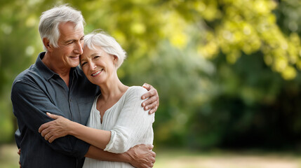 Fototapeta premium Senior couple enjoying time together in the park