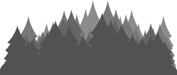 Pine forest, black and white pine forest icon. Vector illustration, banner, poster, designer image. Vector.
