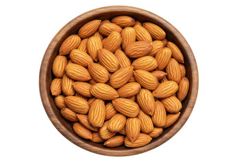 Bowl of almonds isolated on transparent background