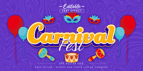 Carnival fest poster with editable text effects.