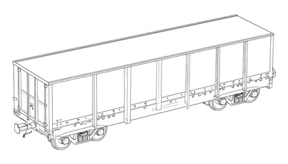 Outline drawing of a freight train car