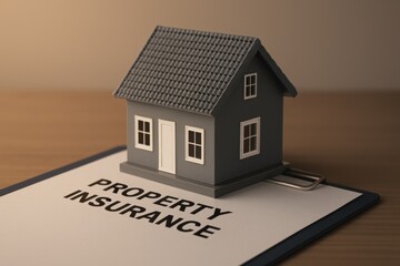 Secure Home Ownership Miniature House on Property Insurance Clipboard in Soft Lighting