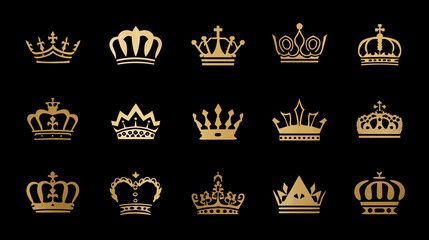 Premium Crown Silhouette Set, royal luxury crown collection