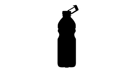 Black silhouette of water bottle stands. Simple vector graphic for posters, environmental branding, or sticker design.