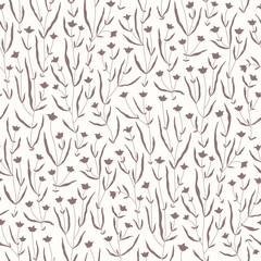 Muted Wildflower Silhouettes in Earthy Brown on Cream