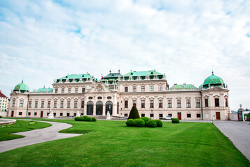 Beautiful landscape with  Belvedere gardens in Vienna, Austria, Europe. Travel to Vienna.