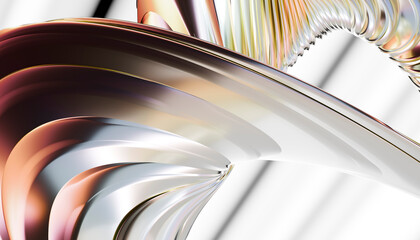 Futuristic abstract 3D metallic curves glossy digital rendering