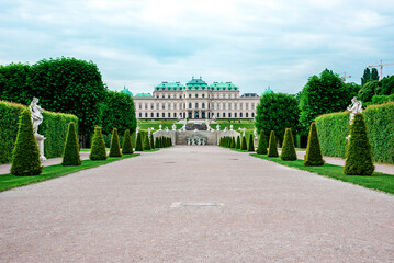Beautiful landscape with a beautiful garden in  Belvedere, Vienna, Austria.