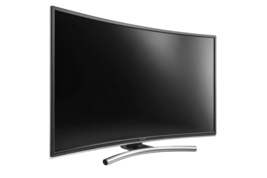 Curve TV Technology High Definition 4K Smart Display Modern Futuristic Design for Home on transparent background - Powered by Adobe