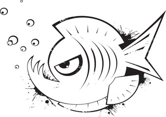 sketch vector illustration silhouette image design caricature icon logo symbol character ornament decoration decoration monster piranha fish abstract modern style
