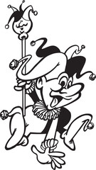 sketch vector illustration silhouette image design caricature icon logo symbol dwarf clown in action show 