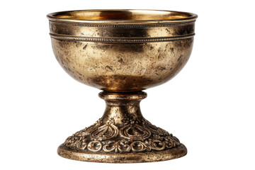 Antique Gold Chalice Cup Vintage Religious Object Holy Grail Metal Goblet Decorative Drinkware on transparent background