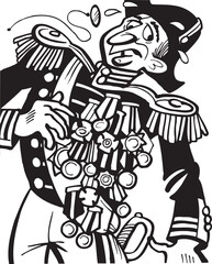 sketch vector illustration silhouette image design caricature icon logo symbol knight troops warship era kingdom posing on standby 