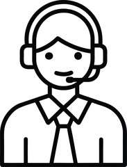 Black outline icon of a person wearing a headset and tie microphone 1